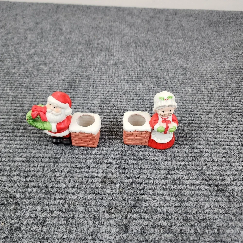 Vintage‎ Santa & Mrs. Claus Taper Candle Holders